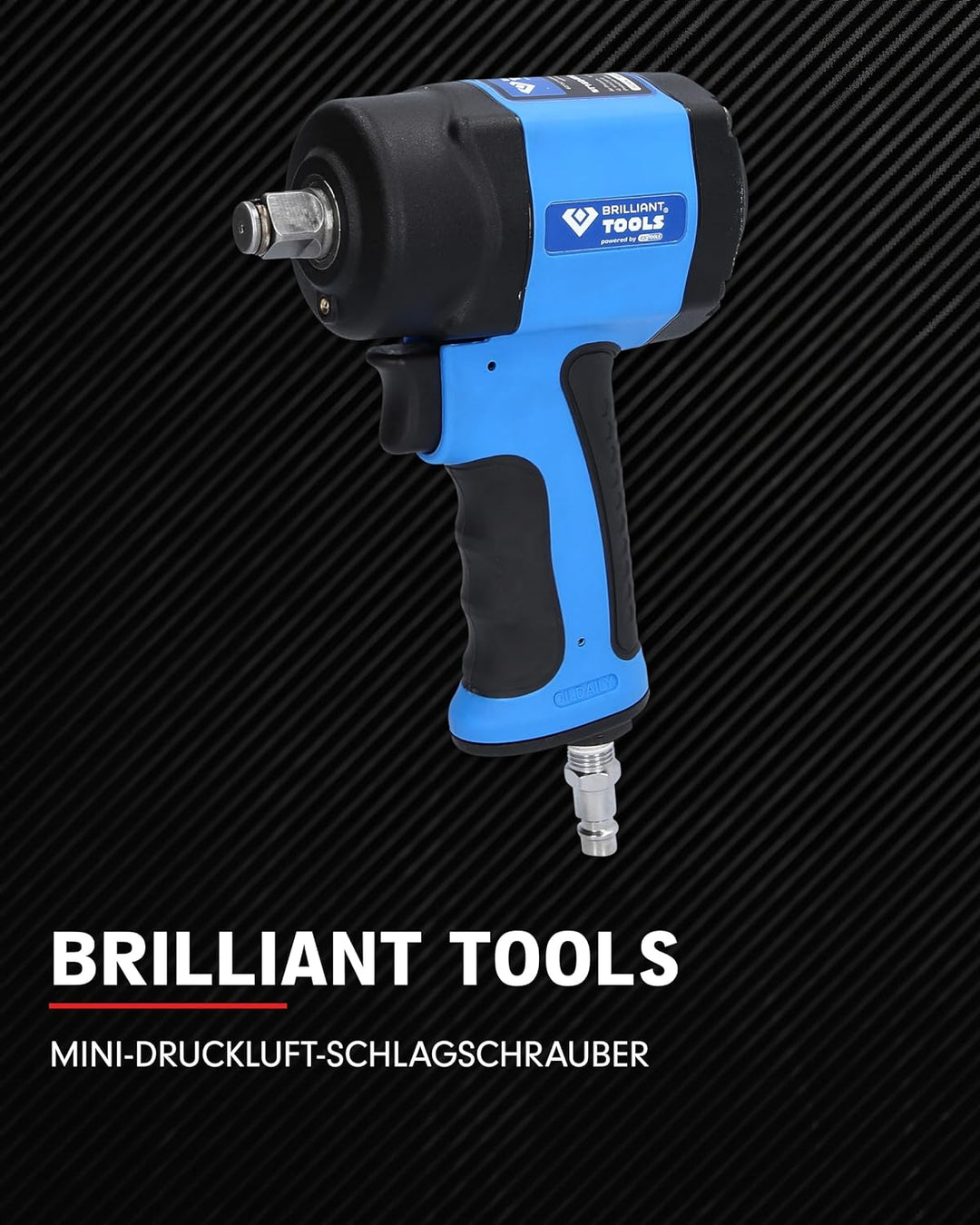 BRILLIANT TOOLS BT160400 1/2 Zoll Mini-Druckluft-Schlagschrauber, 1.240 Nm [Powered by KS
