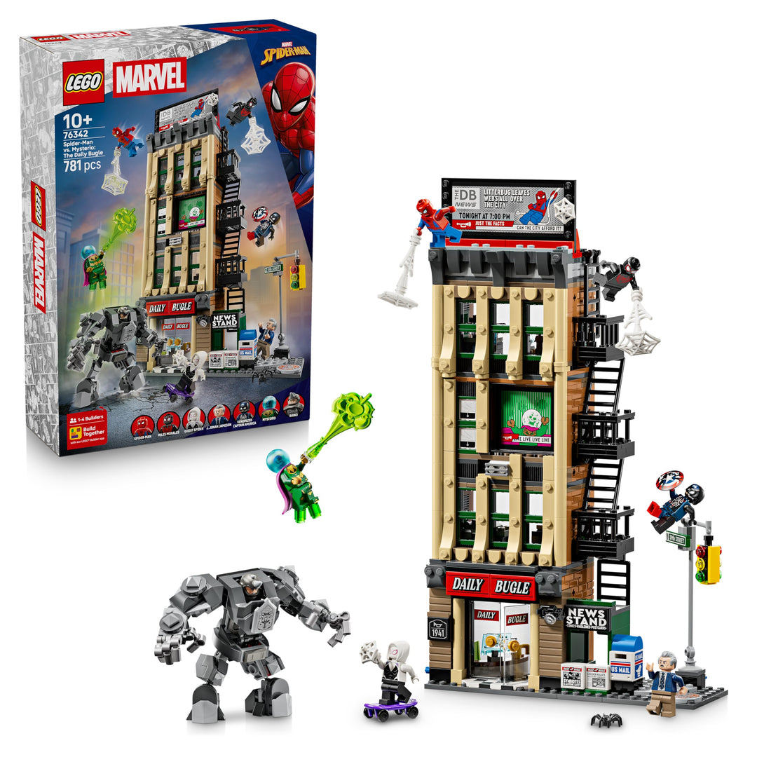 LEGO | Marvel Spider-Man vs. Mysterio: Daily Bugle - Superhelden Spielzeug mit Mech Actionfigur und
