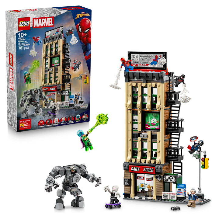 LEGO | Marvel Spider-Man vs. Mysterio: Daily Bugle - Superhelden Spielzeug mit Mech Actionfigur und