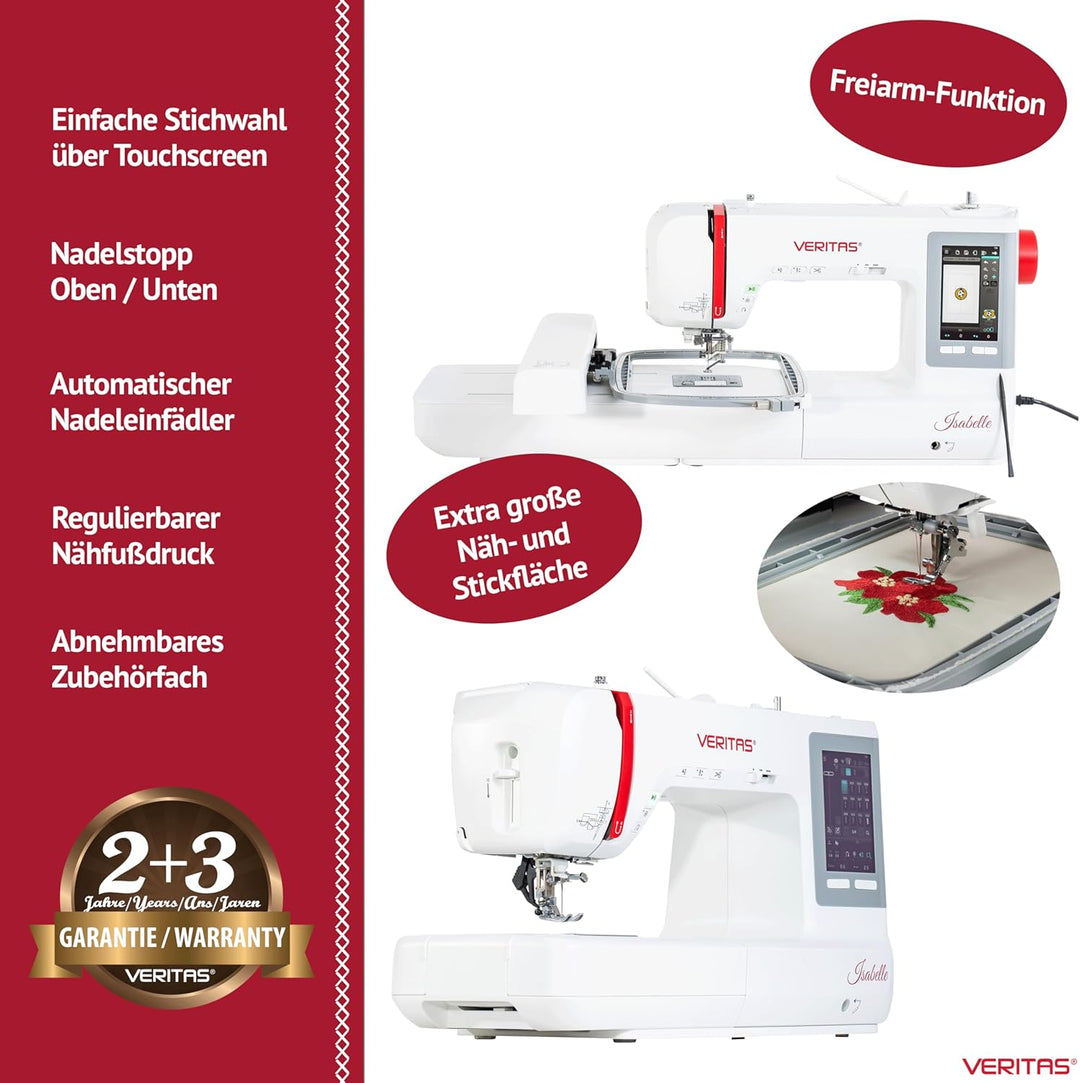 VERITAS Näh- und Stickmaschine Isabelle I Computer-Nähmaschine I 746 Programme inkl. Speicherfunktio