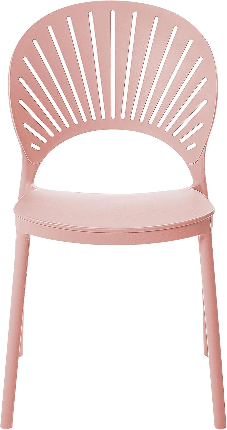 Beliani Esszimmerstühle Kunststoff rosa 4er Set für den Innen- und Aussenbereich Ostia Pastellrosa,