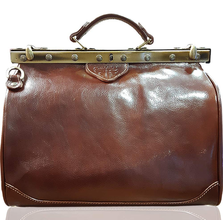 Leder Arzttasche Doktortasche Hebammentasche, Marrone (ML)
