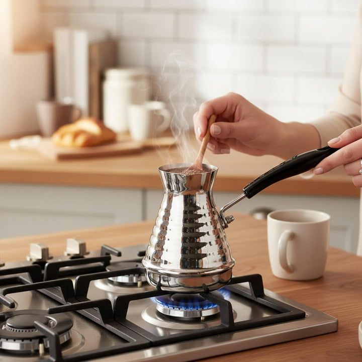 GMMH Türkischer Mokkakanne Kaffeekocher (650 ml), Espressokocher Cezve Dzhesva, Kaffee Mokka Briki K