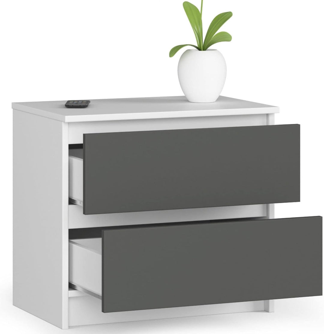 AKORD Kommode K60 mit 2 Schubladen | für das Wohnzimmer Schlafzimmer Schrank Büro Arbeitszimmer | Mo