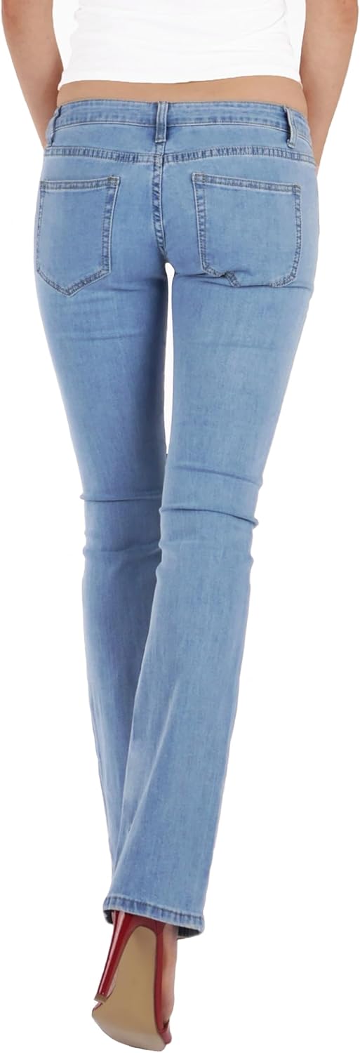 Damen Jeans Hosen Bootcut Hüftjeans, Hellblau