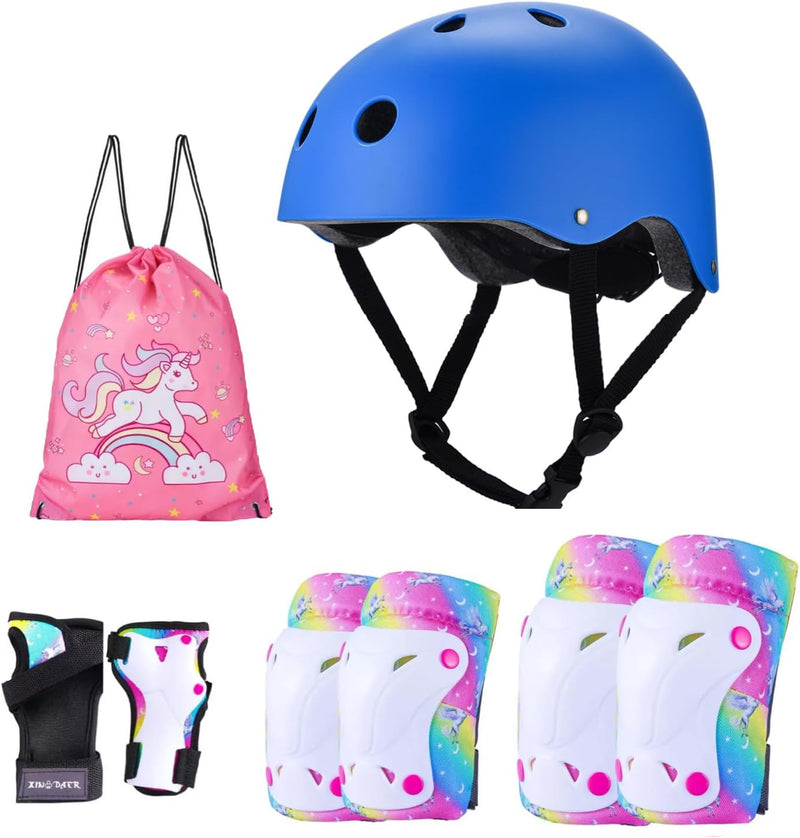 YUDOXN Knieschoner Kinder 7 in 1 Set mit Skaterhelm. Knieschoner Ellenbogenschoner Inliner Kinder mi