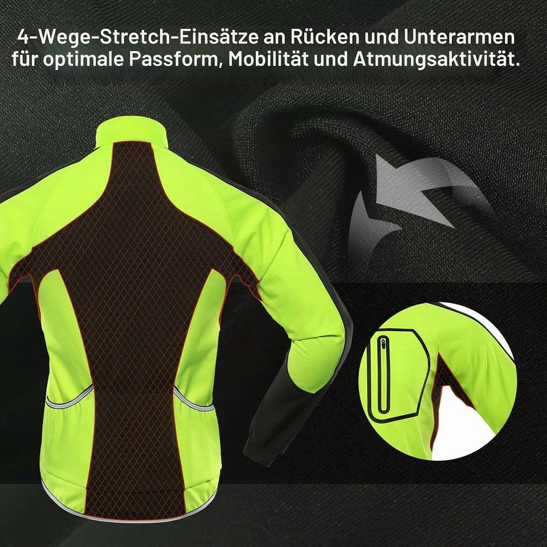 BERGRISAR Herren Fahrradjacke für Winter, Softshell Thermo Winddichte Wasserdicht Atmungsaktiv Radsp