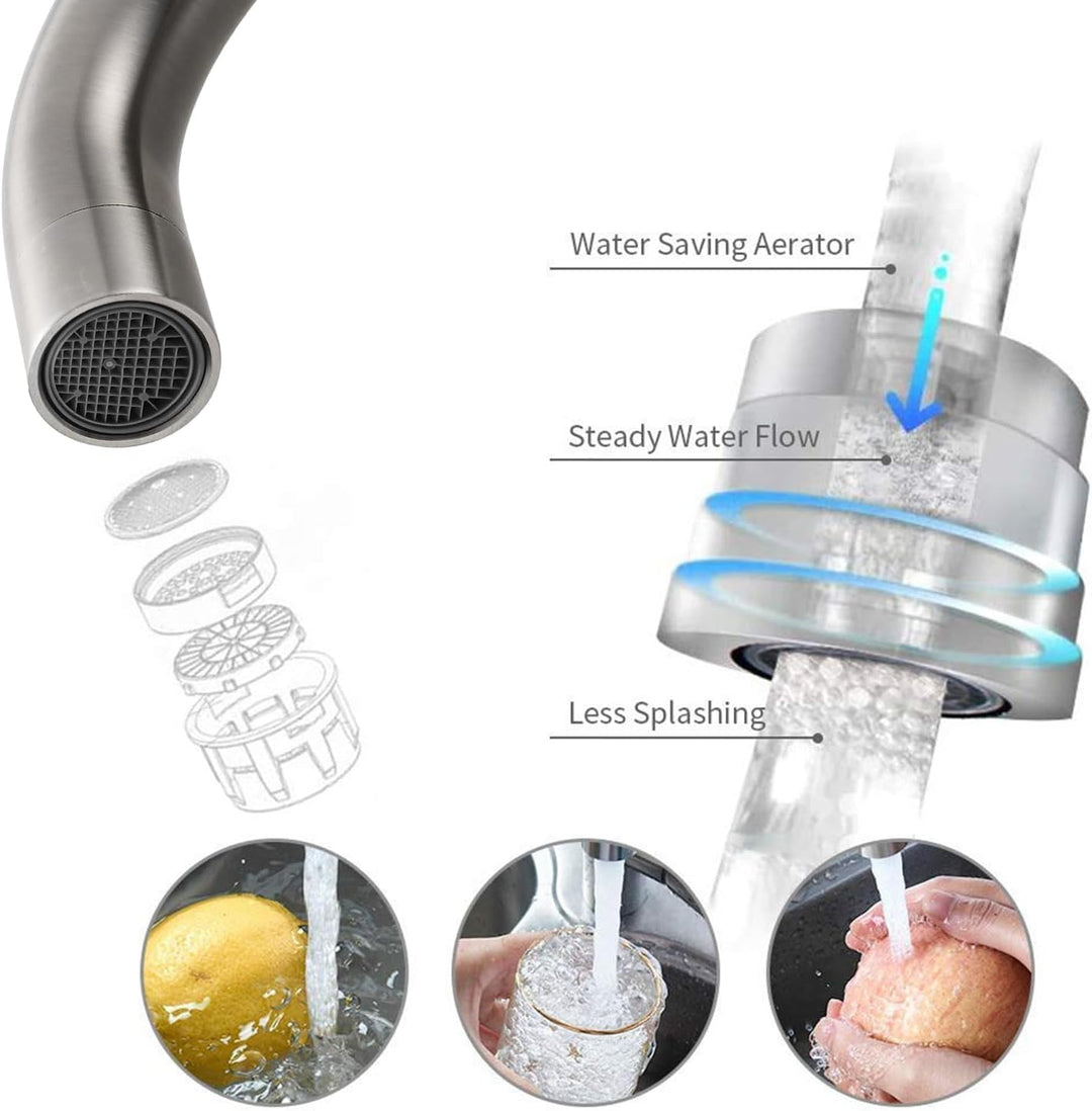 Niederdruckarmatur Küche 360° Drehbar Niederdruck Küchenarmatur aus SUS304 Edelstahl Küche Spültisch