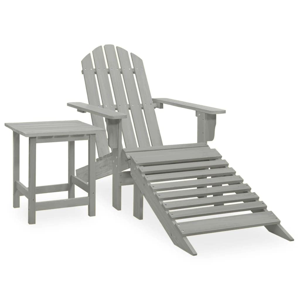 vidaXL Tannenholz Massiv Adirondack Gartenstuhl mit Fussstütze Tisch Deckchair Liegestuhl Gartenmöbe