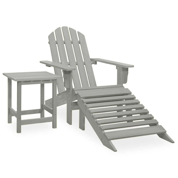 vidaXL Tannenholz Massiv Adirondack Gartenstuhl mit Fussstütze Tisch Deckchair Liegestuhl Gartenmöbe