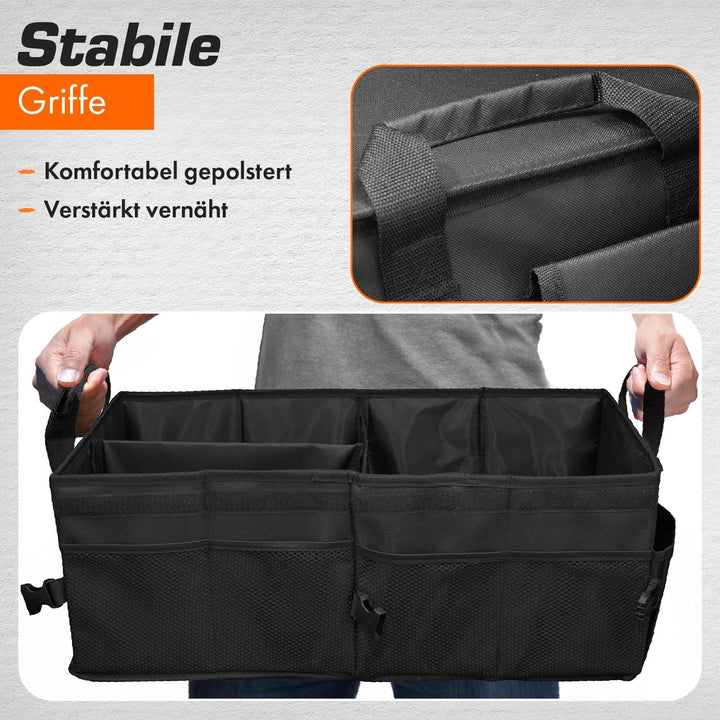 Upgrade4cars Premium Kofferraum Organizer mit Deckel & Klett | Kofferraumtasche Gross, Faltbar & rut
