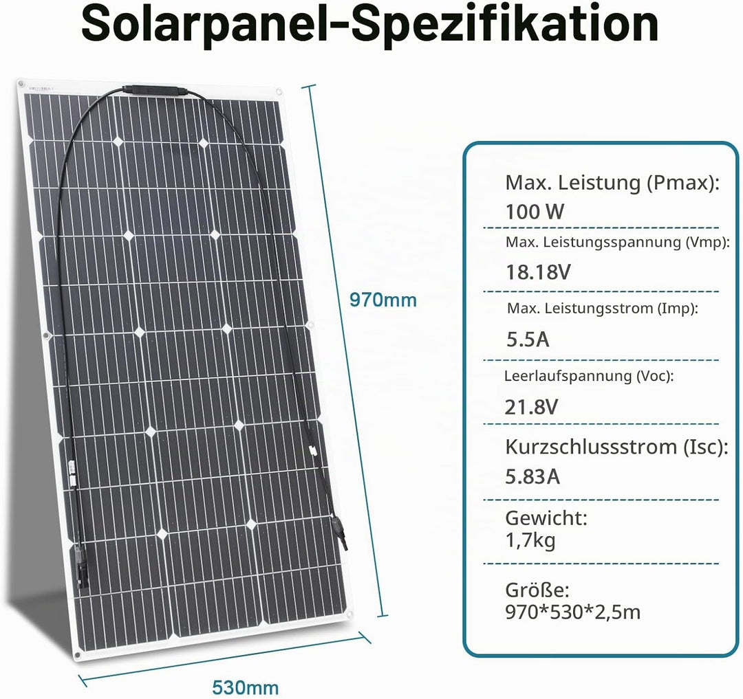 Monokristallines 200W 12V Flexibles Solarpanel Kit Für Outdoor mobile Nutzung 200W Solar Panel Syste
