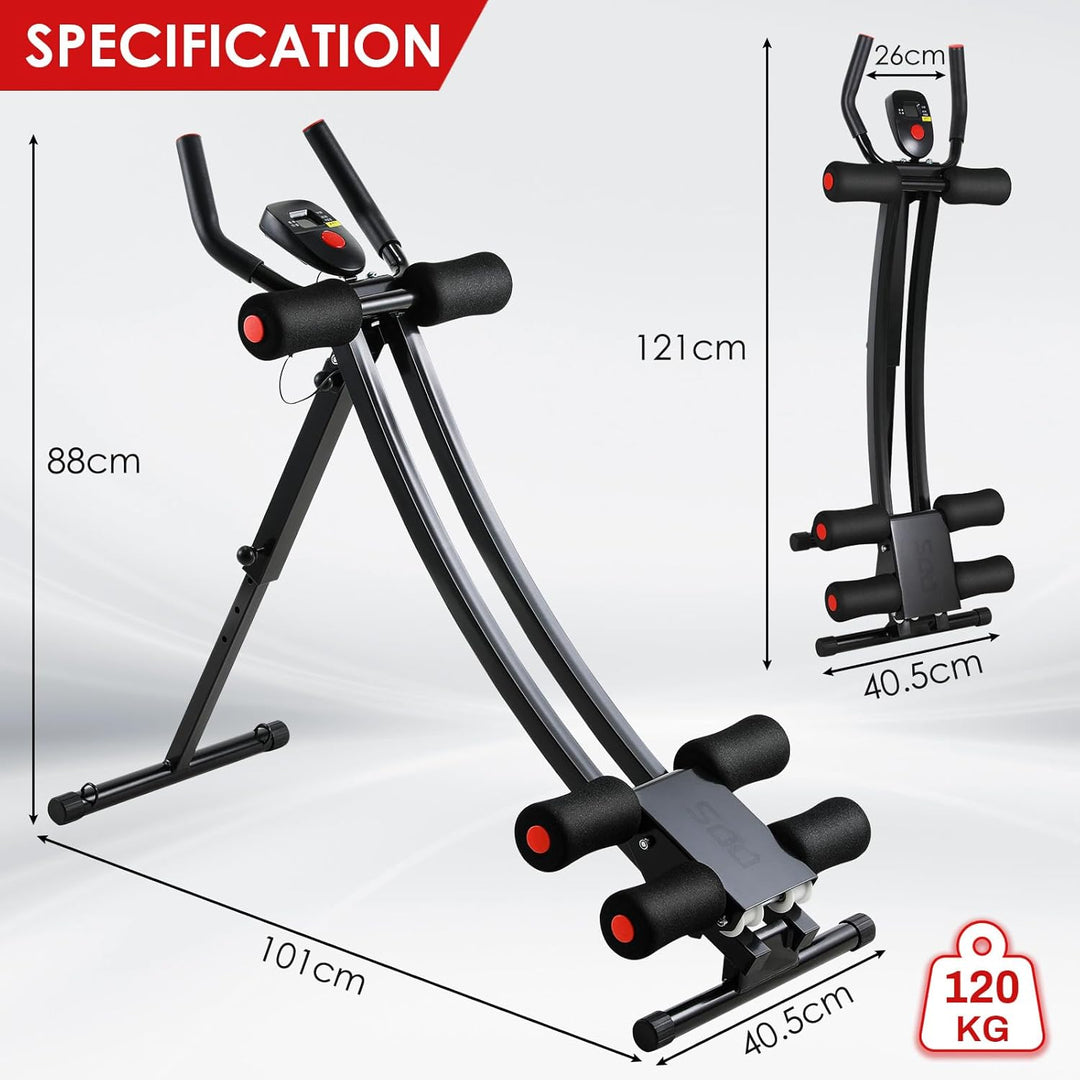 LIFERUN Bauchtrainer für zuhause, Klappbar und Platzsparend, mit LCD-Monitor, 4 stufigem Widerstand,