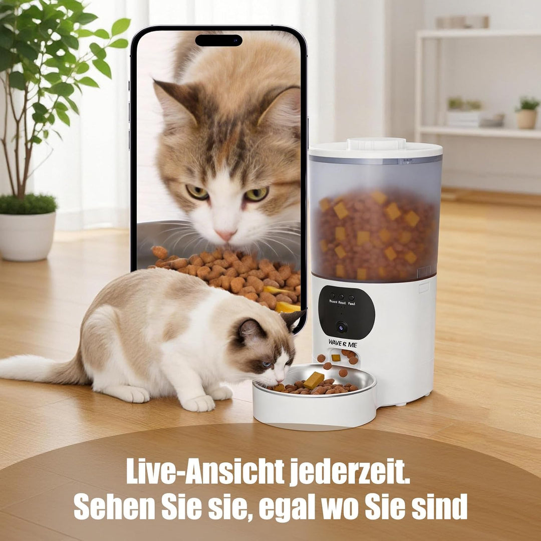 5L Futterautomat Katze mit App Steuerung, Smarter Automatischer Futterspender für Katzen & Hunde, 10