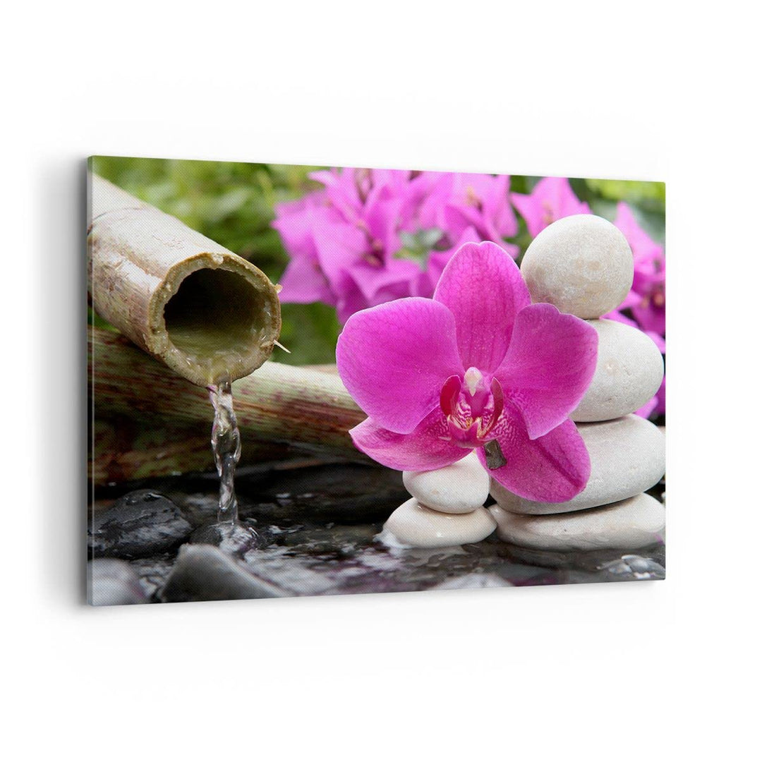 Bilder auf Leinwand 100x70cm Leinwandbild Orchidee Bambus Dekoration Spa Gross Wanddeko Bild Schlafz