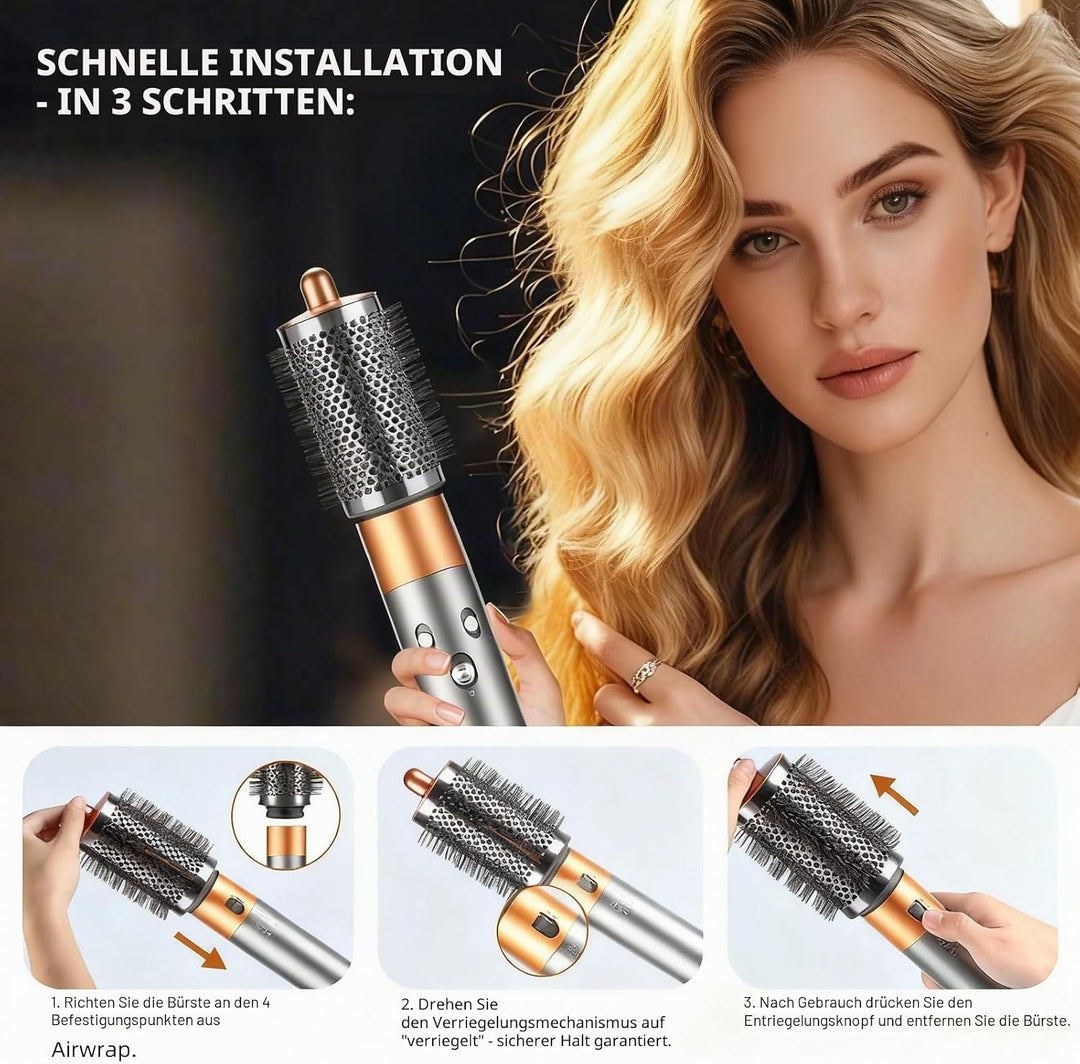 Grosse Runde Volumenbürste für Dyson Airwrap HS01/HS05/HS08, für schlaffes flaches Haar, mit langen