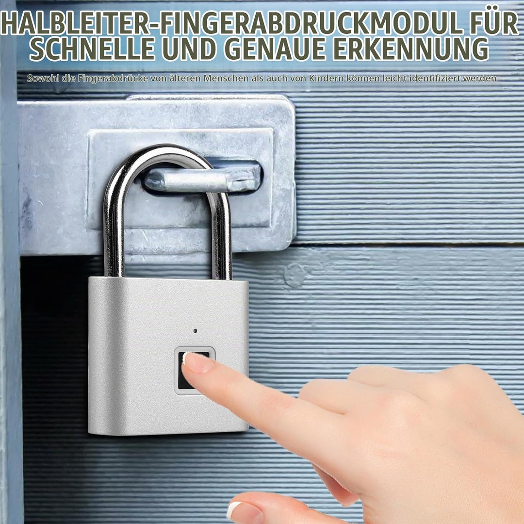 2 Stück Fingerabdruck Schloss, Biometrisch, Vorhängeschloss, Smart Schloss Wasserdicht, USB-Aufladun