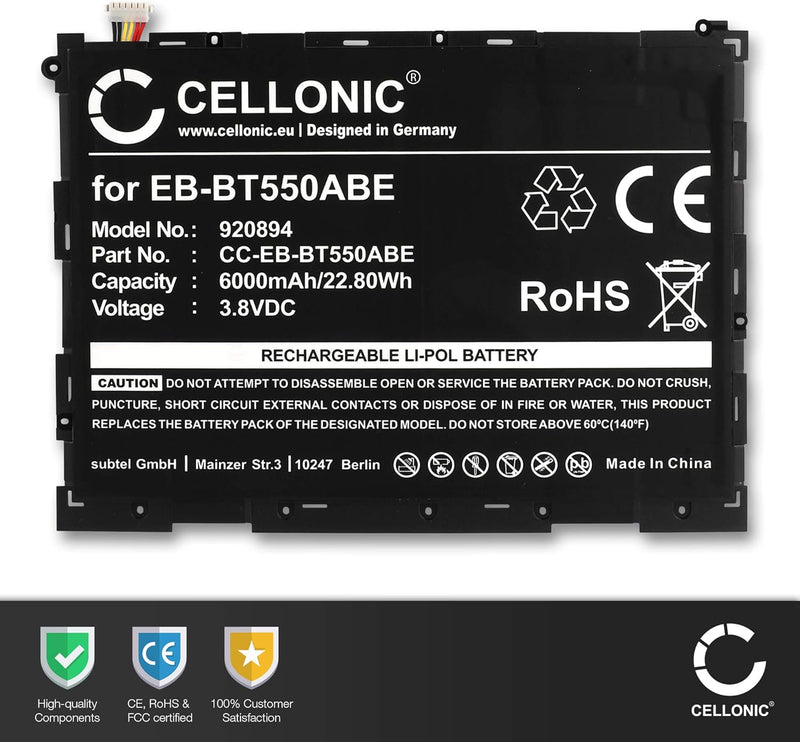 CELLONIC® Ersatz Akku EB-BT550ABA für Samsung Galaxy Tab A 9.7 (SM-T550 / SM-T555) 6000mAh Ersatzakk