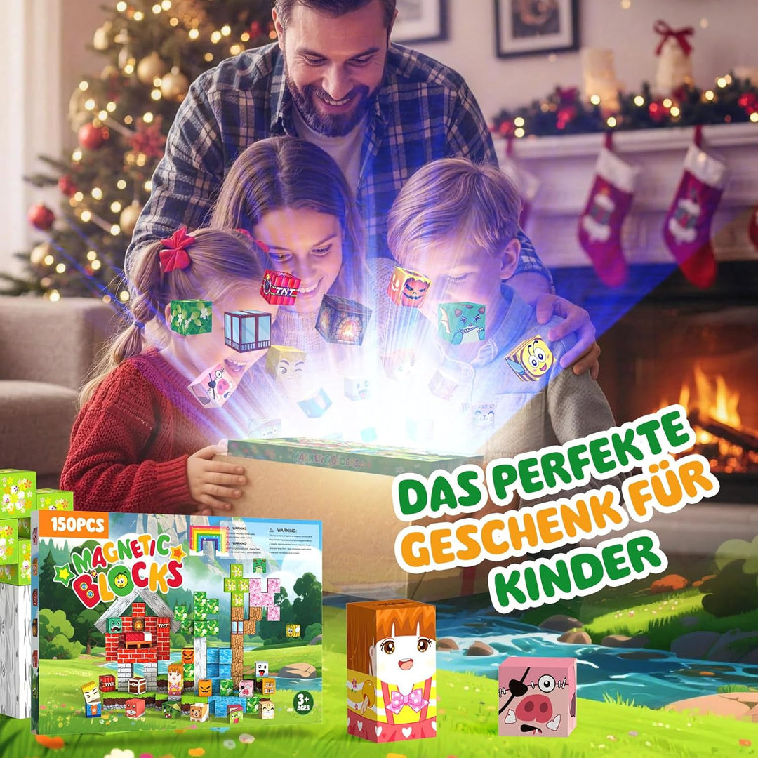 Crifeton Magnetische Bausteine 150 PCS 2CM, Montessori Spielzeug Magnete Kinder, Magnetische Bauwelt