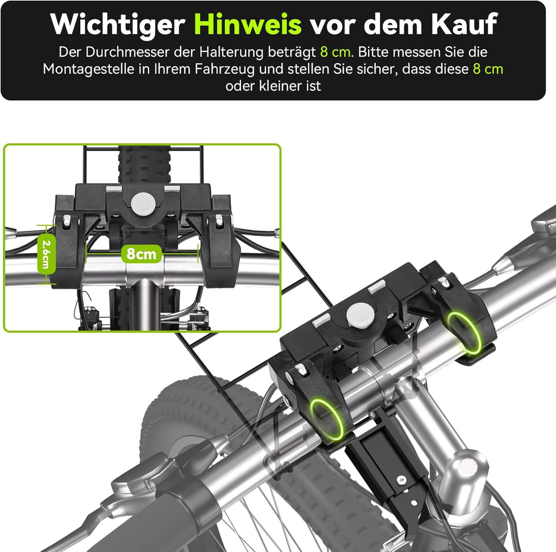 Hundekorb Fahrrad Vorne bis 10KG mit Robuste L-förmige Halterung Φ80mm, Faltbarer Atmungsaktiver Hun