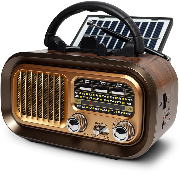 Retro Radio mit mit Solarzelle, AM/FM/SW Klein Radio Batteriebetrieben und Küchenausführung 1200mAh