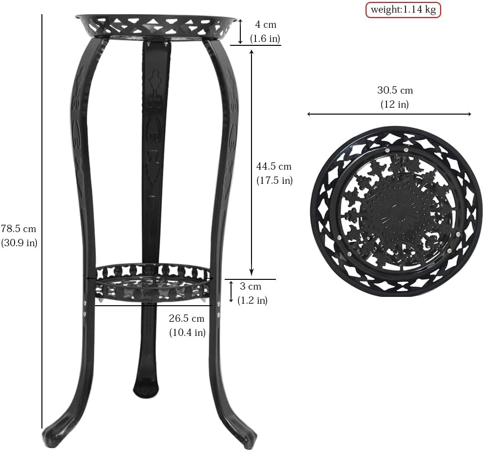 Cre Cra Pflanzenständer,2 Ebenen,für drinnen und draussen,Blumentopfhalter,Metall Blumenständer schw