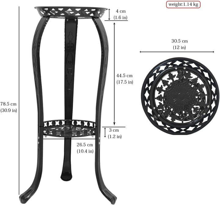 Cre Cra Pflanzenständer,2 Ebenen,für drinnen und draussen,Blumentopfhalter,Metall Blumenständer schw