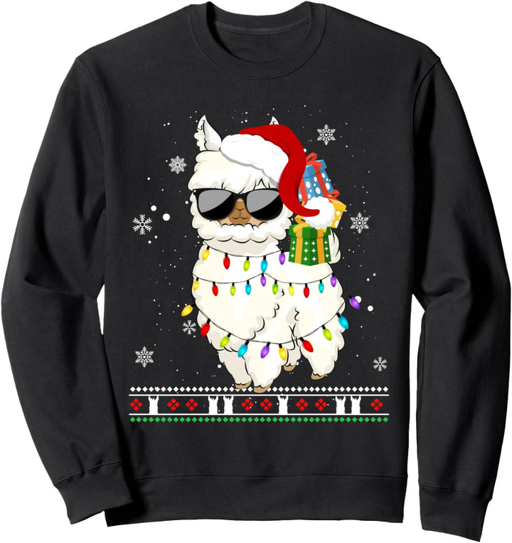 Lustig Santa Alpaka Lama Weihnachten Deko Pyjama Geschenk Sweatshirt