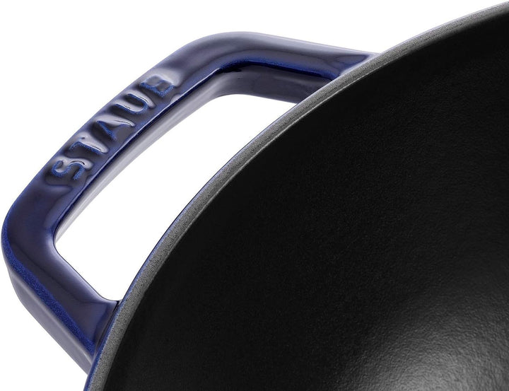 STAUB Wok 30 cm, Gusseisen, Induktionsgeeignet, dunkelblau, Dunkelblau