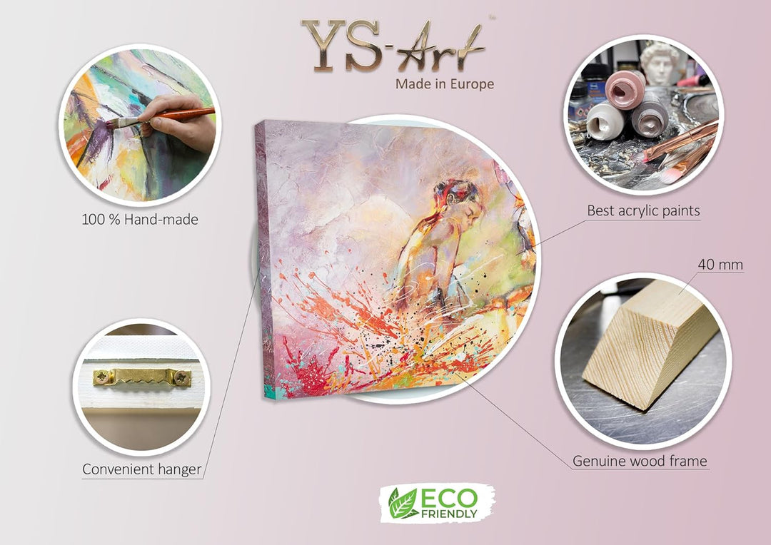YS-Art Abstrakt Stil Acryl Gemälde auf Leinwand Heisser Sommer handgemalt Wandbilder Wohnzimmer mode