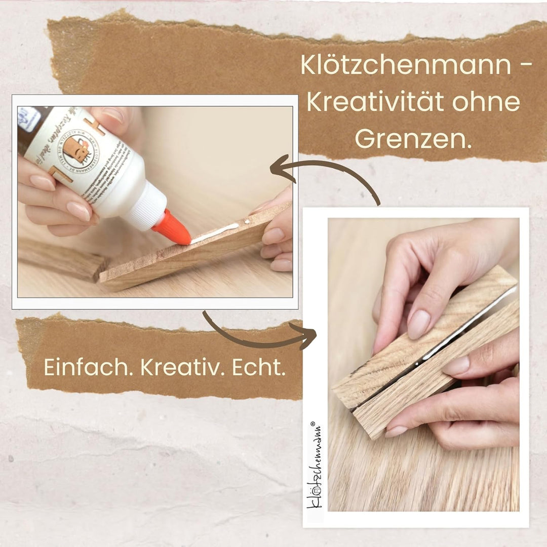Klötzchenmann Bastelklötzchen ohne Klebeband 22x8x160 mm (Eiche 190 Stück), Eiche 190 Stück