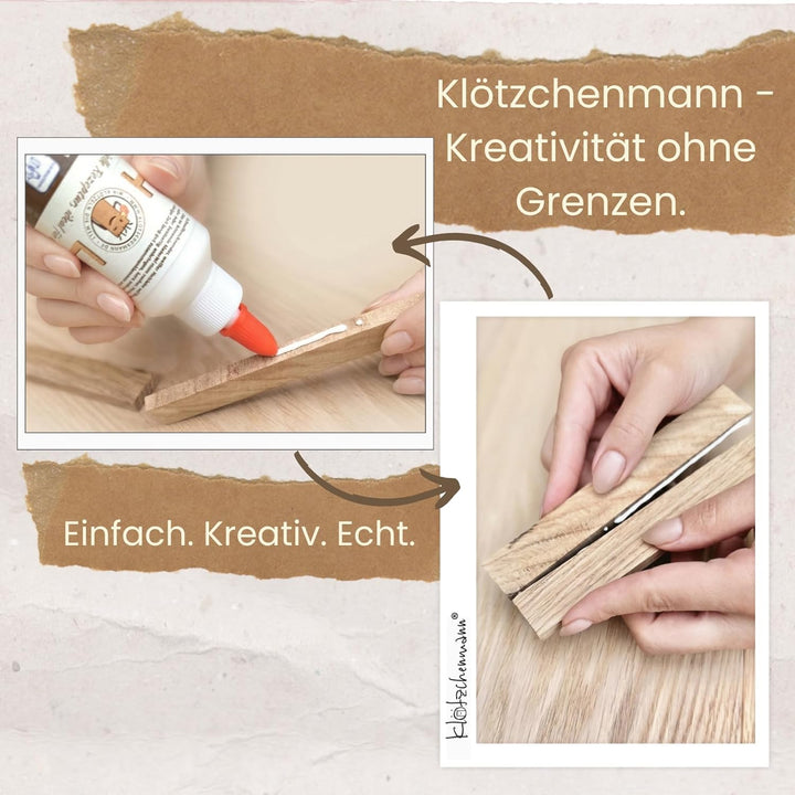 Klötzchenmann Bastelklötzchen ohne Klebeband 22x8x160 mm (Eiche 190 Stück), Eiche 190 Stück