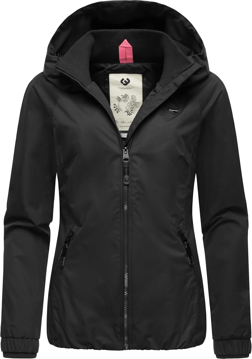 Ragwear Damen wasserdichte Übergangsjacke leichte Jacke kurz mit Kapuze Dizzie Intl XS-6XL 3XL Black