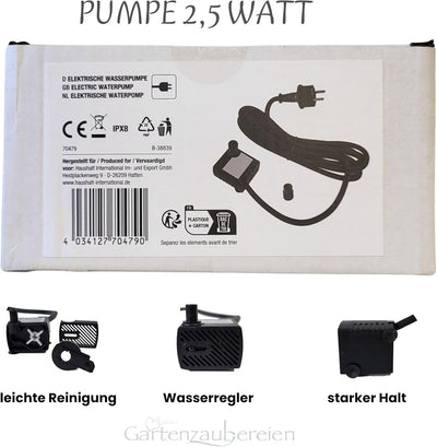 Storm's Gartenzaubereien Wasserspeier Frosch mit Pumpe 230V 12cm aus Keramik für Miniteiche - Balkon