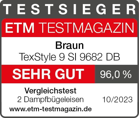 Braun TexStyle 9 SI9682 DB Dampfbügeleisen mit FreeGlide 3D Technologie, Vertikaldampf, Anti-Tropf-F