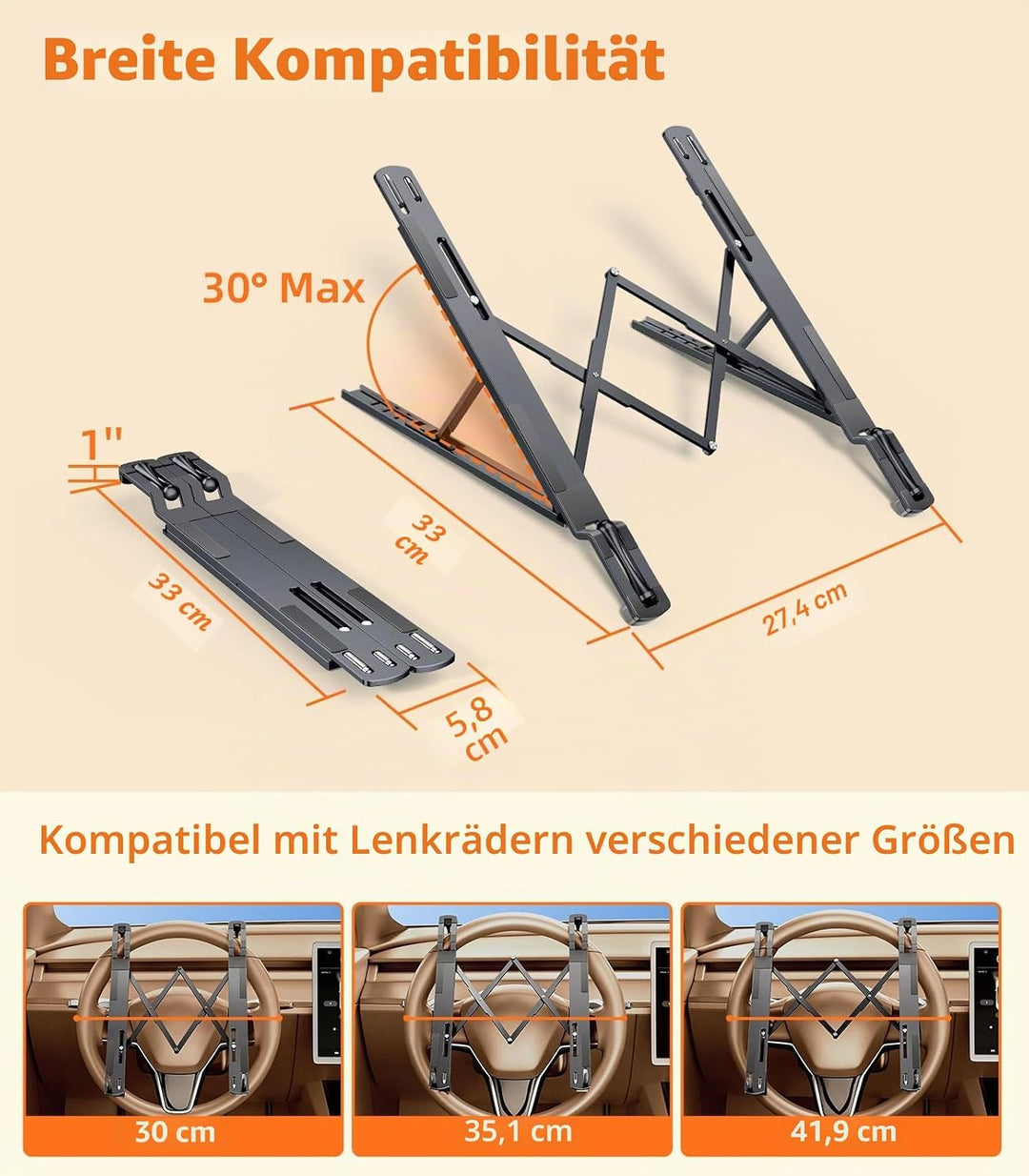 Auto Laptop Halterung Lenkrad Tablett Halter Höhenverstellbar Auto Schreibtisch für Laptop Computer