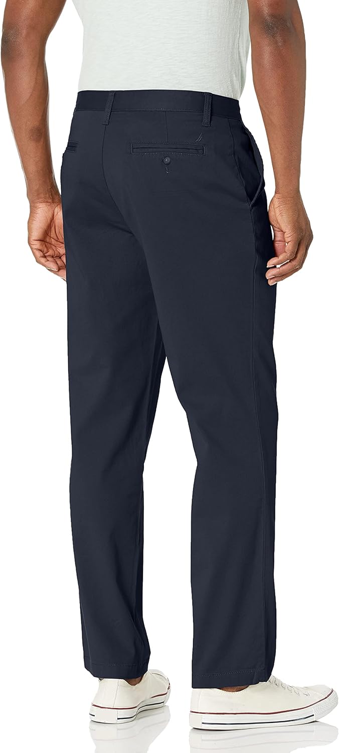 Nautica Herren Hose, Business/Leger Klassische Passform, Flache Vorderseite, Stretch, Solide Chino D