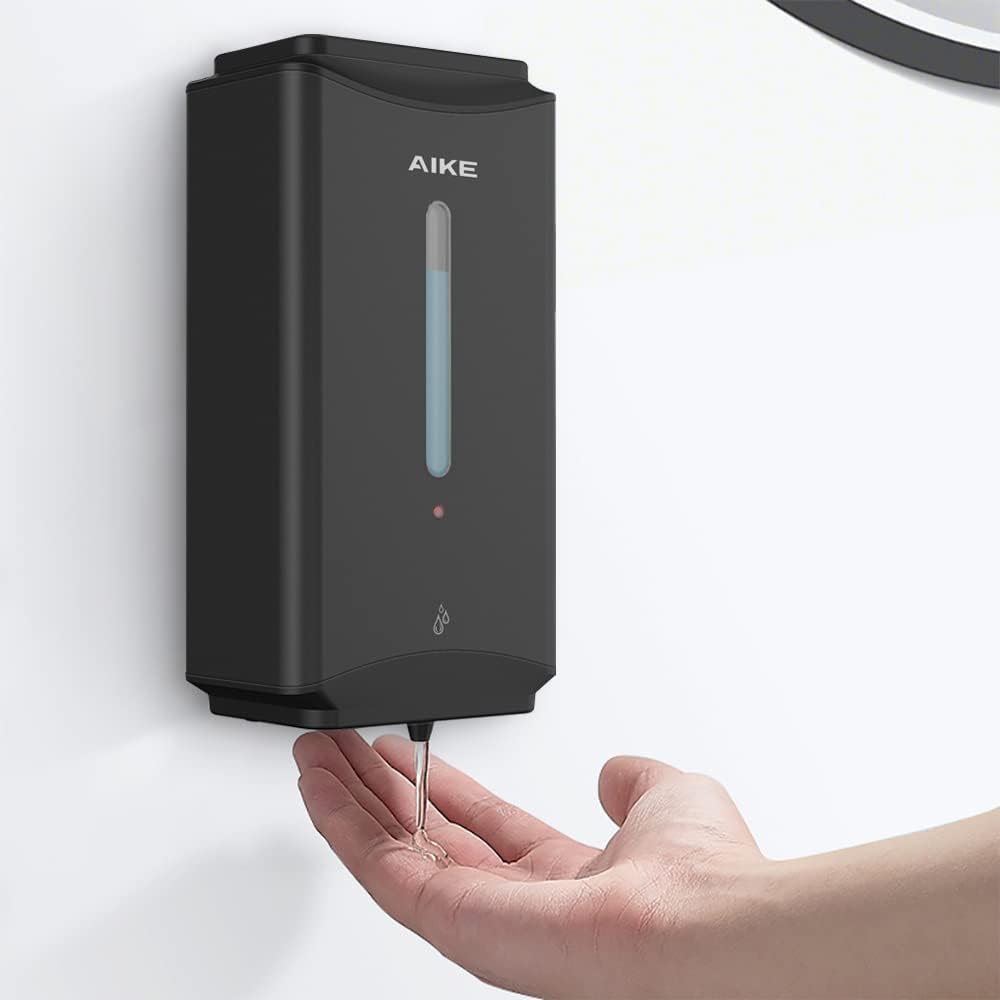 AIKE Kommerzielle Wandhalterung Automatischer Flüssigseifenspender Edelstahl-Finish 1100ml Grosses F