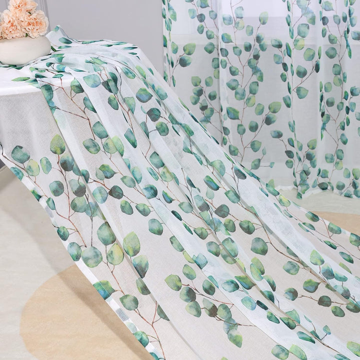 Delien 1 St. Gardinen Wohnzimmer Transparente Gardinenschals Modern Vorhang mit Blattmuster »Blätter