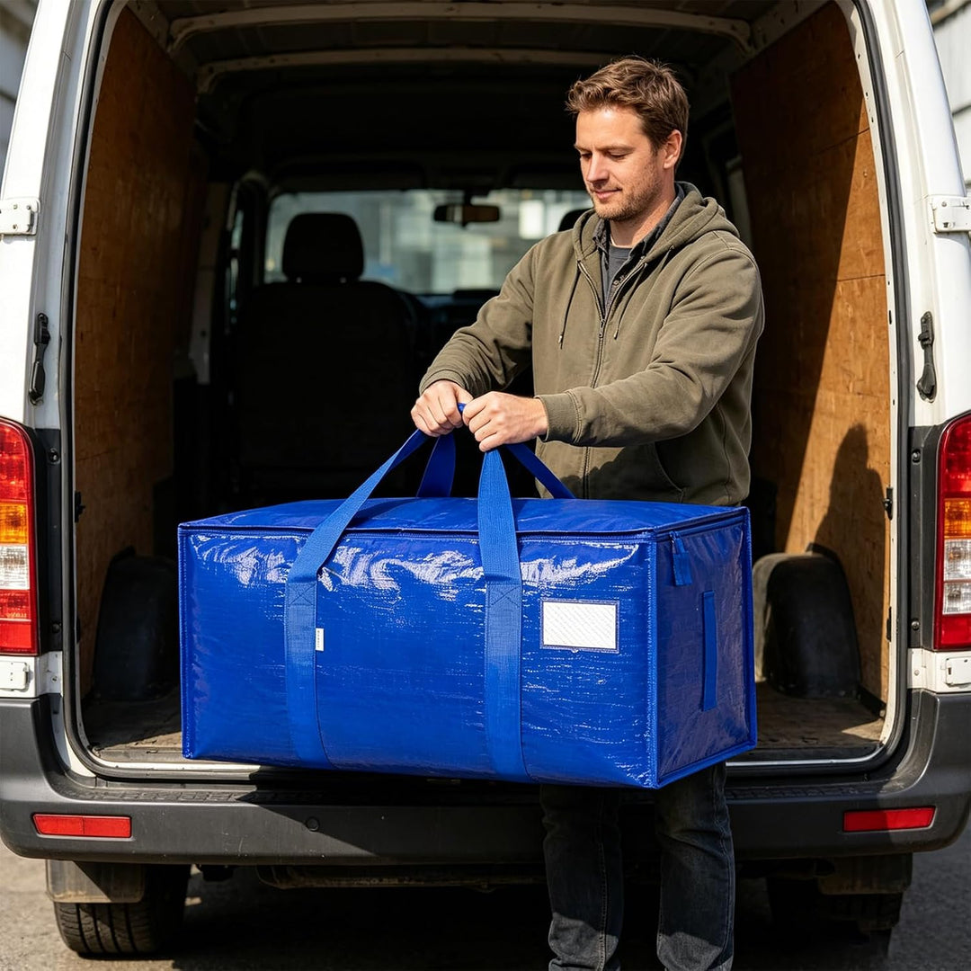 Umzugstaschen 6er-Pack, 93-Liter Faltbare Aufbewahrungstaschen mit Reissverschluss, Heavy-Duty Umzug