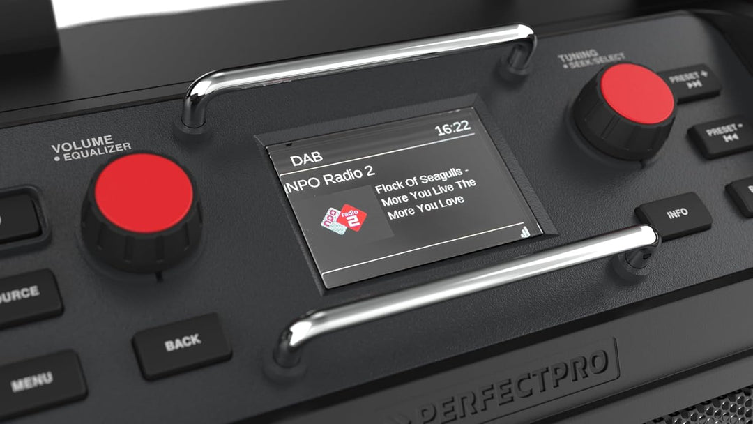PerfectPro Baustellenradio ROCKPRO, DAB+ und UKW-Empfang, Bluetooth, Inklusive Ladegerät und Lithium