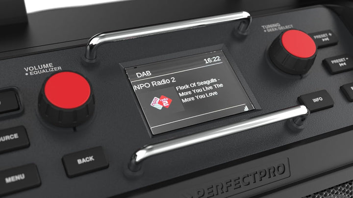 PerfectPro Baustellenradio ROCKPRO, DAB+ und UKW-Empfang, Bluetooth, Inklusive Ladegerät und Lithium