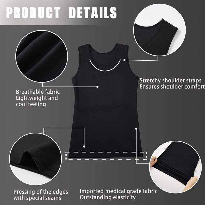 XUJI Transgender FTM Trans Atmungsaktive Halb Brust binder M Tank-schwarz, M Tank-schwarz