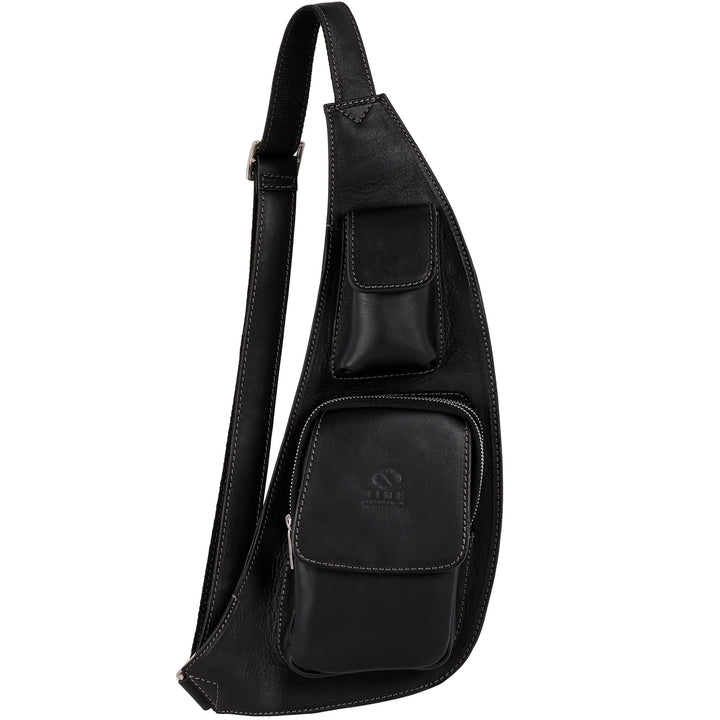Time Resistance Brusttasche Leder - Damen und Herren Bauchtasche - Sling Bag - 100% Leder - Italieni