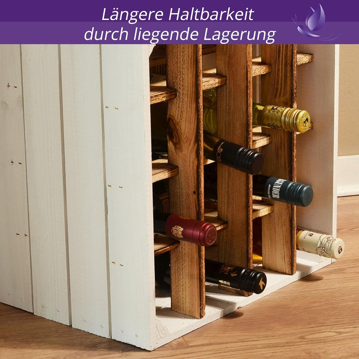 CHICCIE Weinregal Wino aus Holz - Greta Geflammt Weiss Holzkiste (3, Komboset) 3