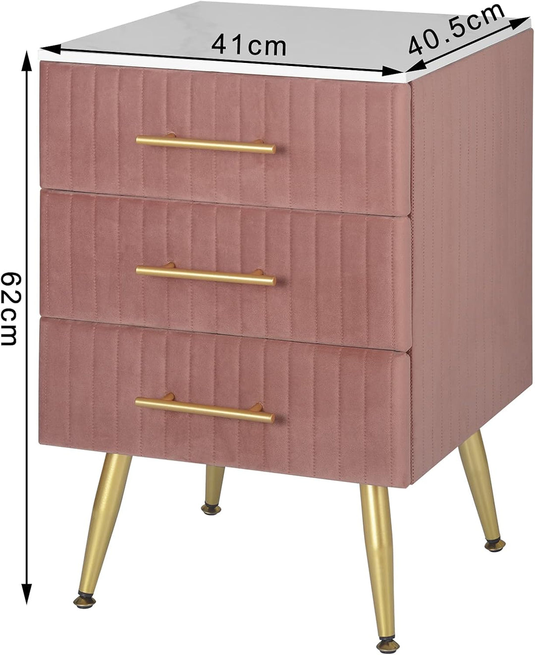 WOLTU Nachttisch Nachtschrank für Boxspringbett, 3 Schubladen aus Massivholz, Kommode mit Schubladen
