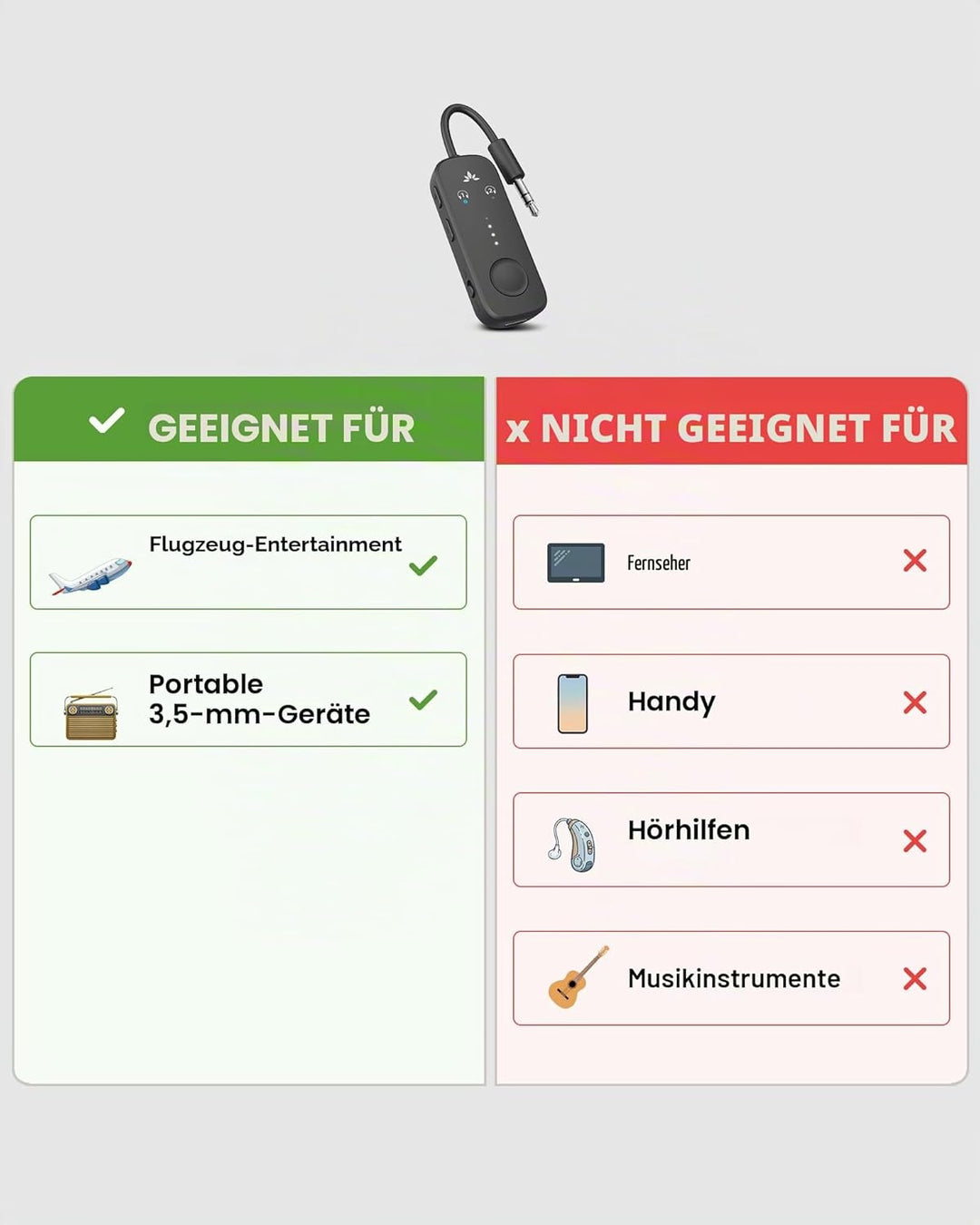 Avantree Relay - Premium Flugzeug Bluetooth 5.3 Adapter für alle Kopfhörer, apt-X geringe Latenz, un