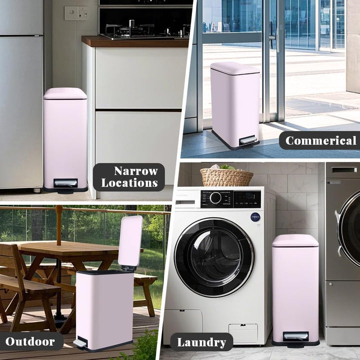 JM.YIPENG 17L Mülleimer Abfalleimer Tretmülleimer mit Deckel und Fusspedal mit Inneneimer, Rechtecki