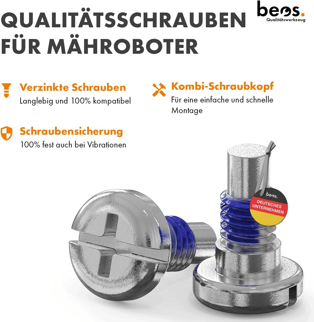 BEOS® 36 x Premium Titan Ersatzmesser + Schrauben mit Sicherung - Messer kompatibel mit Mammotion LU