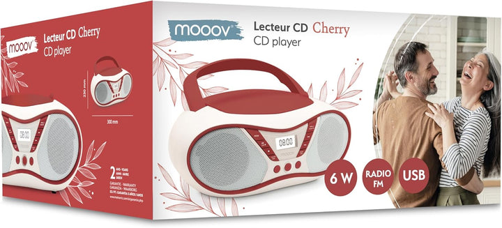 MOOOV 477411 Tragbarer CD-Player mit Radio, USB, Lautsprecher - Mini Kofferradio für Kinder & Senior